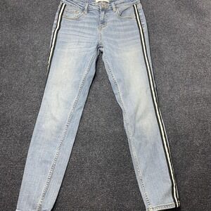 Eunina Skinny Jeans Womens 28 Blue Light Wash Side Stripe Mid Rise Denim